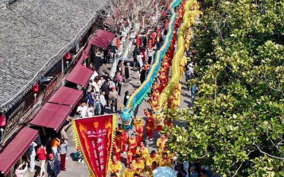 奉化布龙舞动迎新春，二月二龙抬头庆佳节